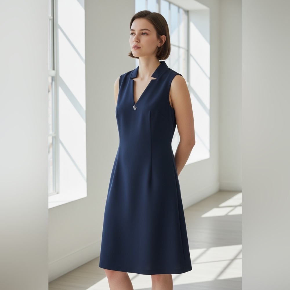 Calvin Klein Navy Midi Dress NWOT